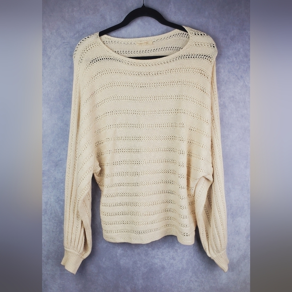 BUNDLE: MYSTREE Beige  Knit/Crochet Mesh Women Cotton‎  Sweater Size L